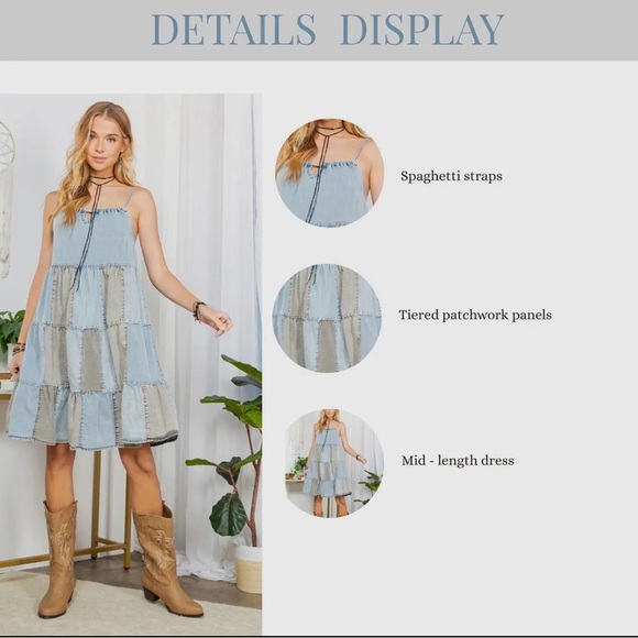 Boho Patchwork Denim Dress - Picture 6 of 10